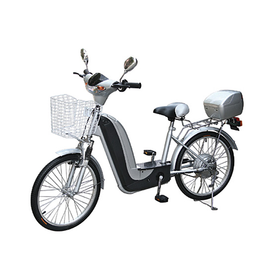 Step-Through Electric Bicycle with Basket and Storage