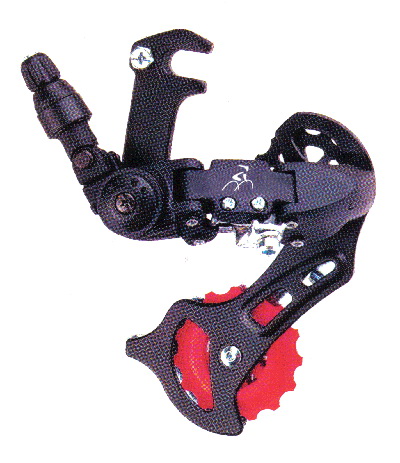 Bicycle Rear Derailleur with Red Jockey Wheels