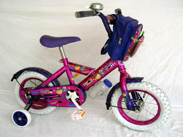 Children's Pink Cartoon Bicycle with Training Wheels
