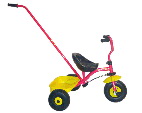 Children's Pink Tricycle with Push Handle and Storage Bucket