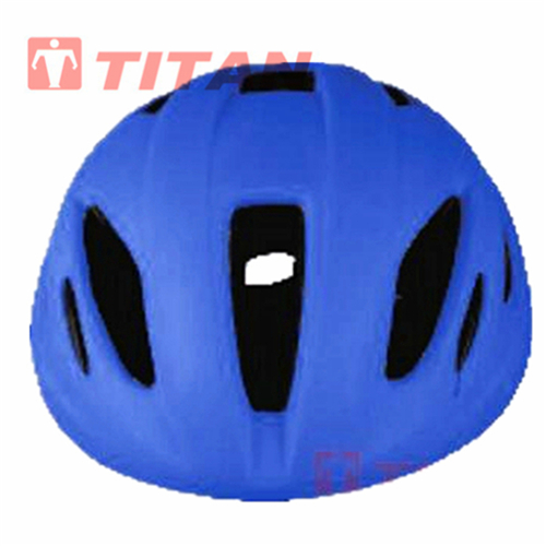 Blue bicycle helmet side view