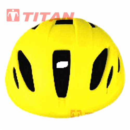 Yellow bicycle helmet top view