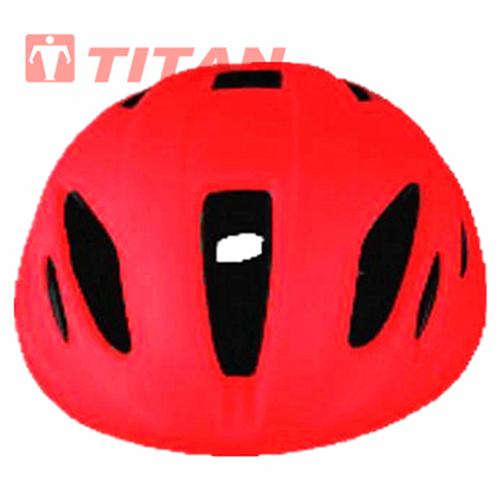 Red bicycle helmet rear view