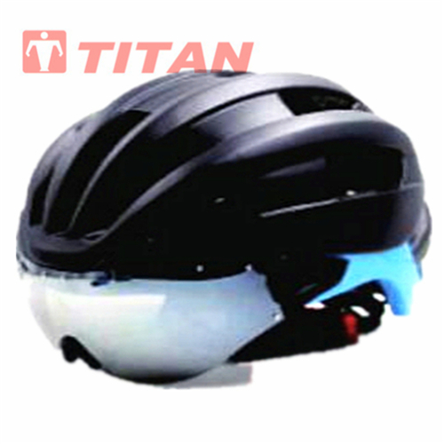 Black aerodynamic helmet for racing and mountain biking