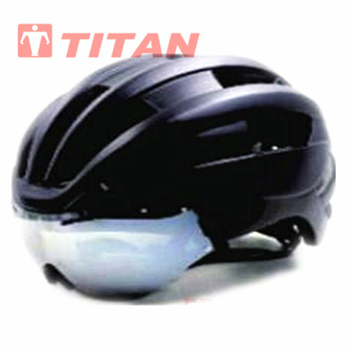 Detailed view of the helmet's aerodynamic profile