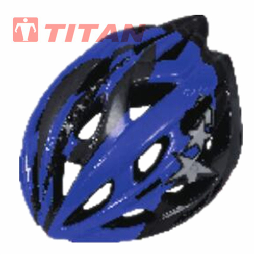 Blue and black helmet with star patterns