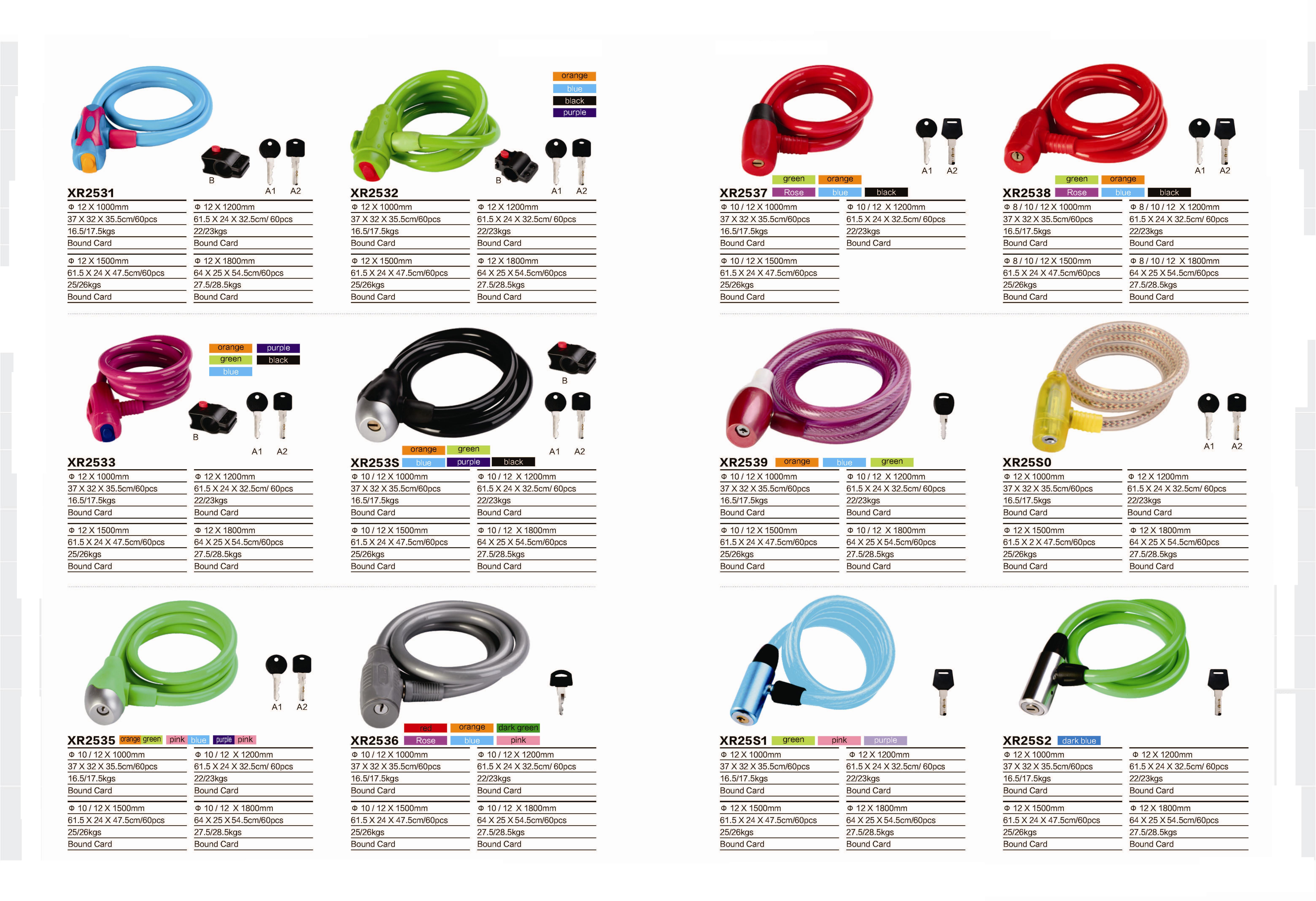Bicycle Spiral Cable Lock with Keys