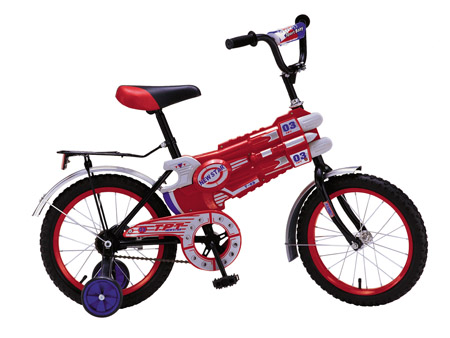 Red and Black Children's Bicycle with Training Wheels
