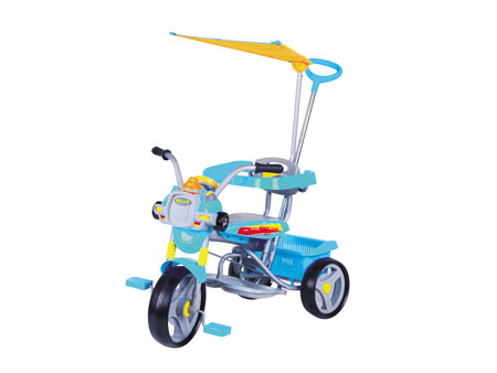 Children's Tricycle with Canopy and Storage Basket