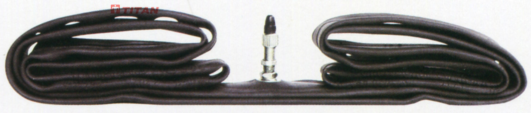 Bicycle inner tube showing valve and rubber texture