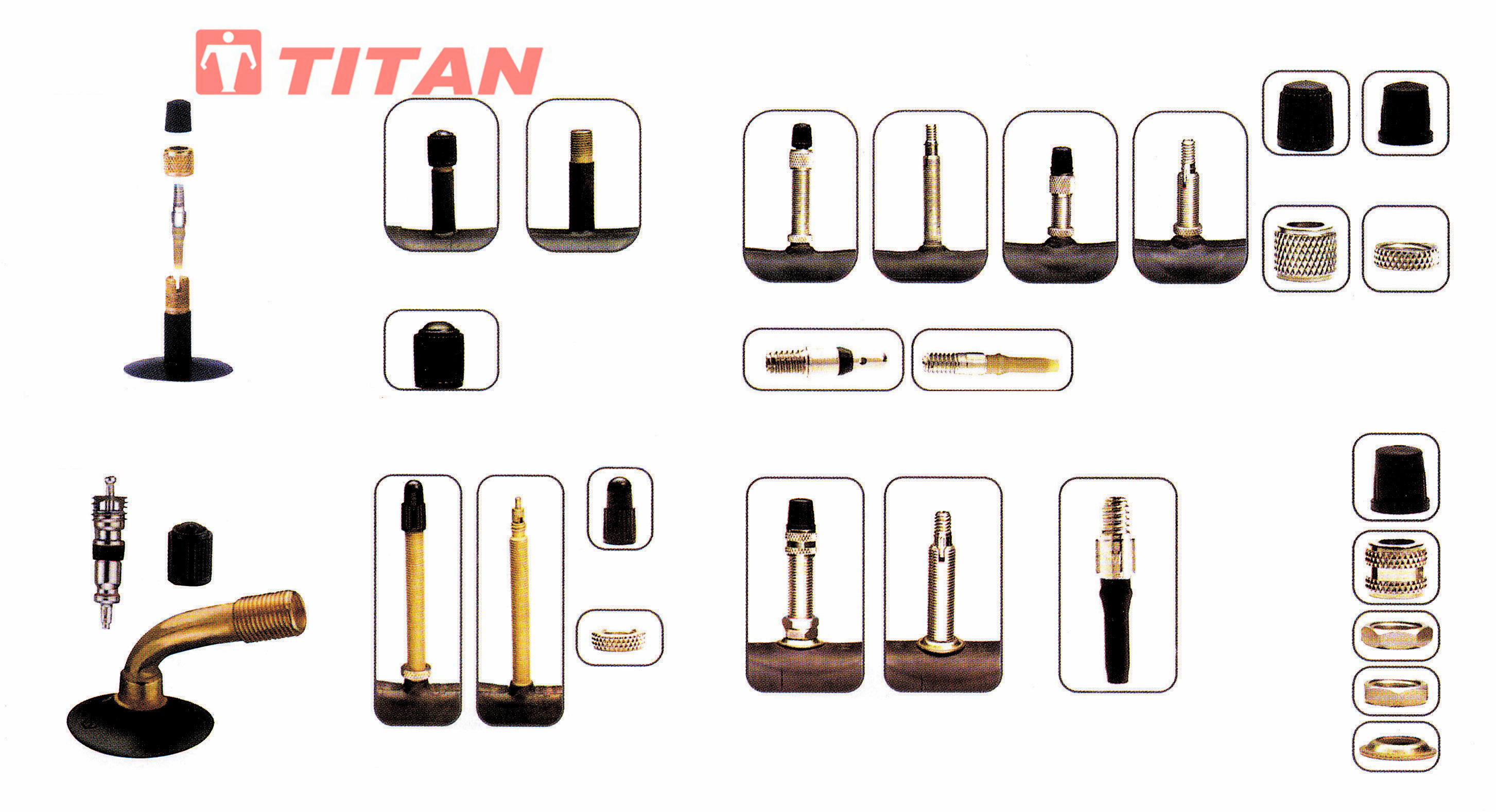 Various bicycle tube valve components and caps