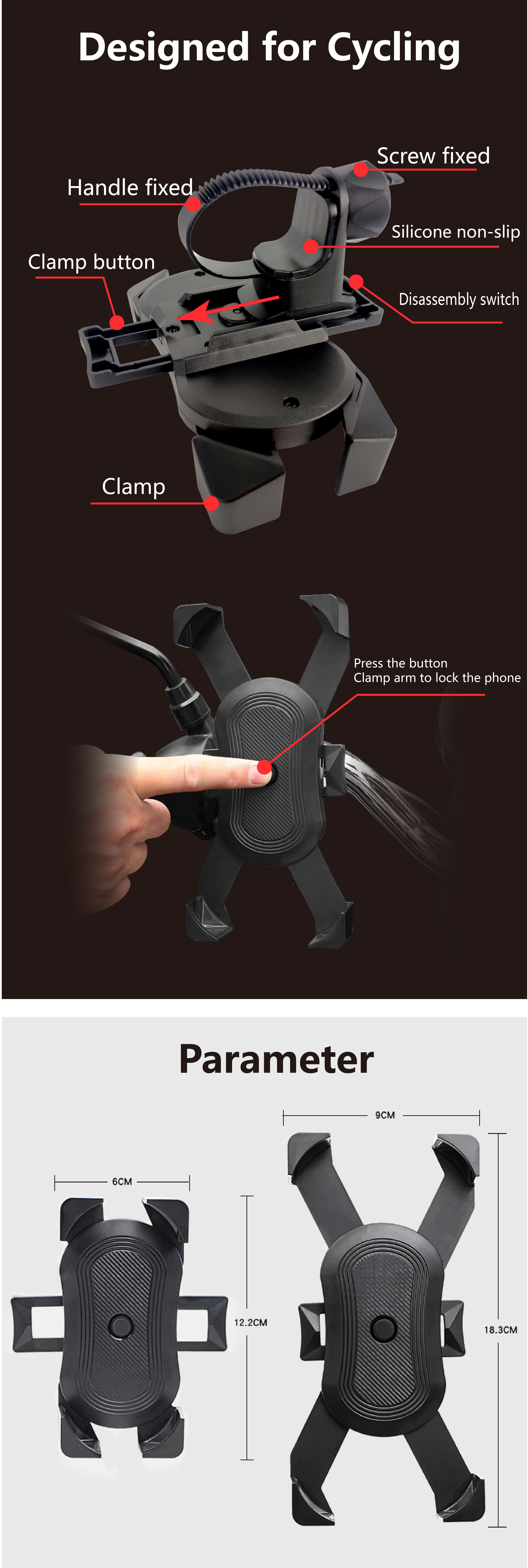 Adjustable dimensions and clamp mechanism