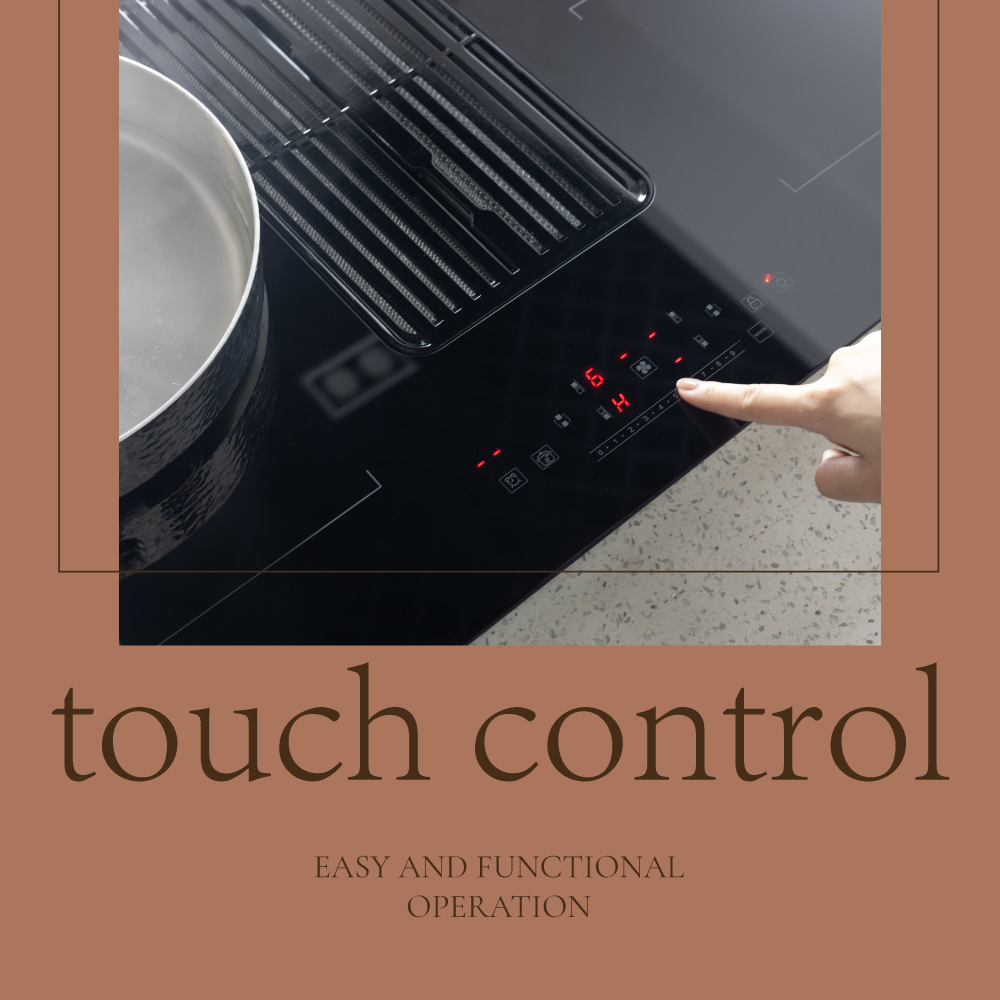 Black Induction Cooktop with Downdraft Extractor Fan & Filter - Image 3
