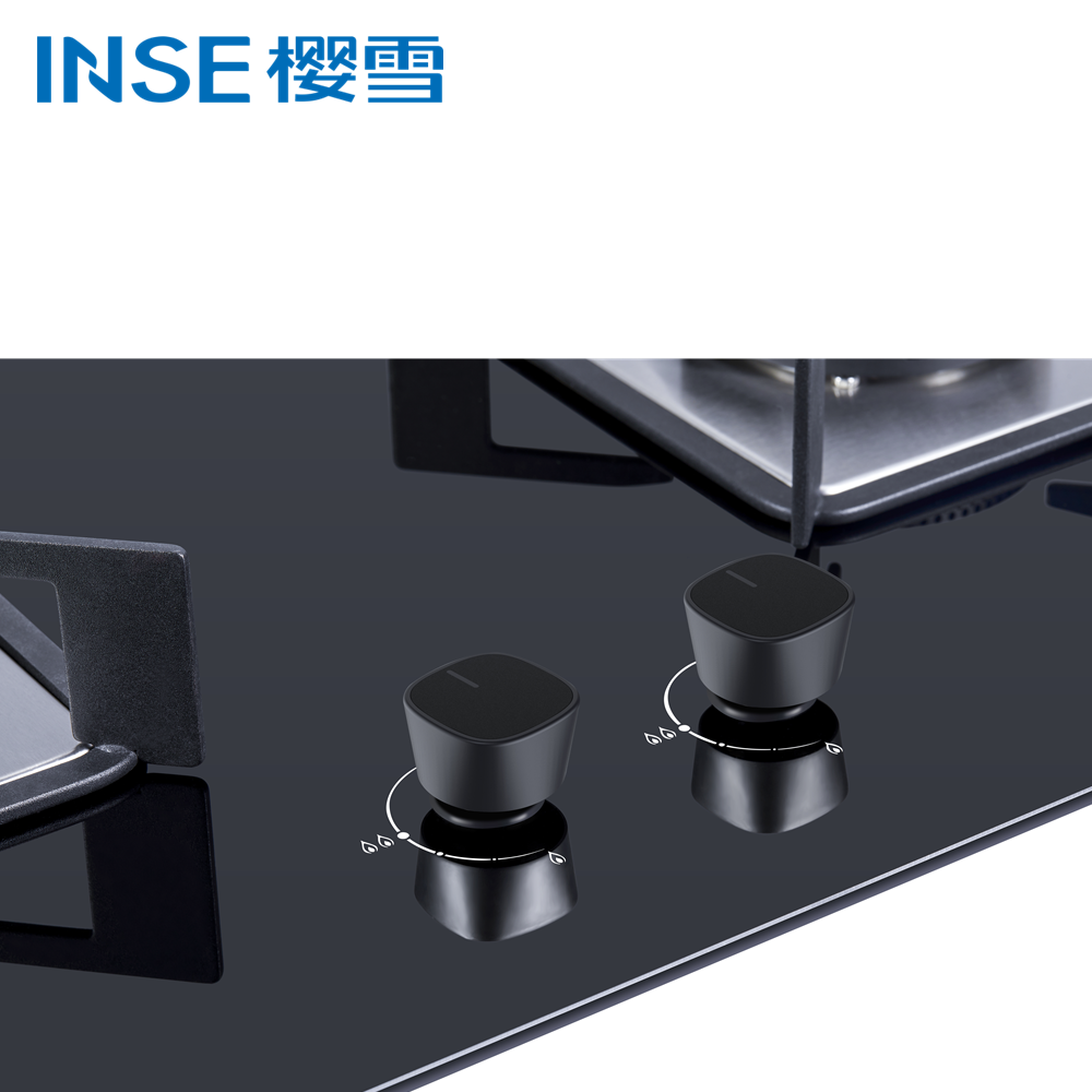 Black tempered glass cooktop 2 burners gas stove for built in gas hob JZY/T-Q2105(B) - Image 2
