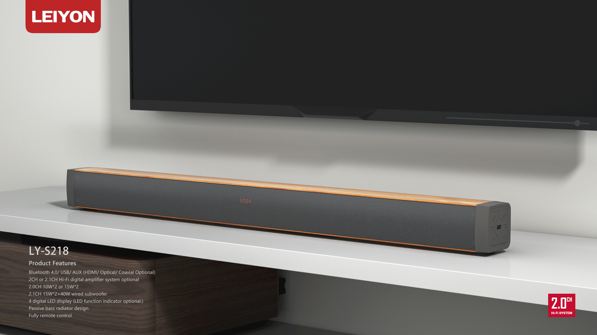 Technical features and connectivity options for the Hi-Fi Soundbar system