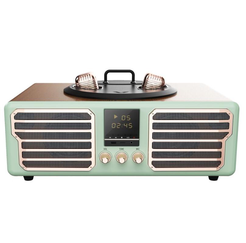 Retro Bluetooth Karaoke Speaker with Dual Microphones