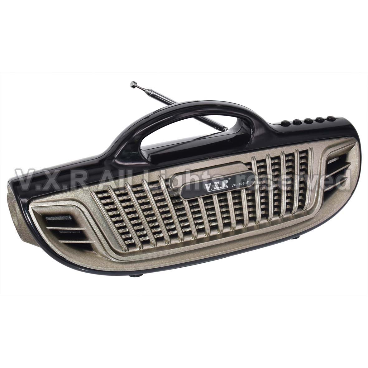 Portable Bluetooth speaker with retro design and integrated handle