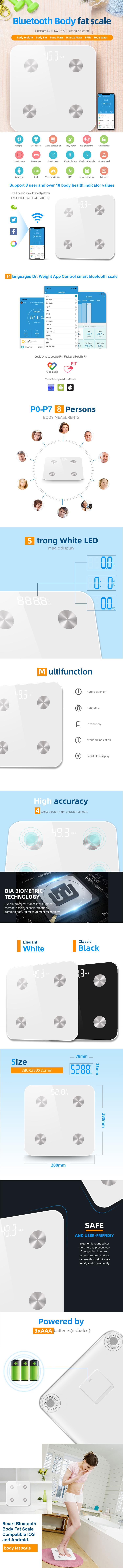 Smart Bluetooth Body Fat Scale Features Overview