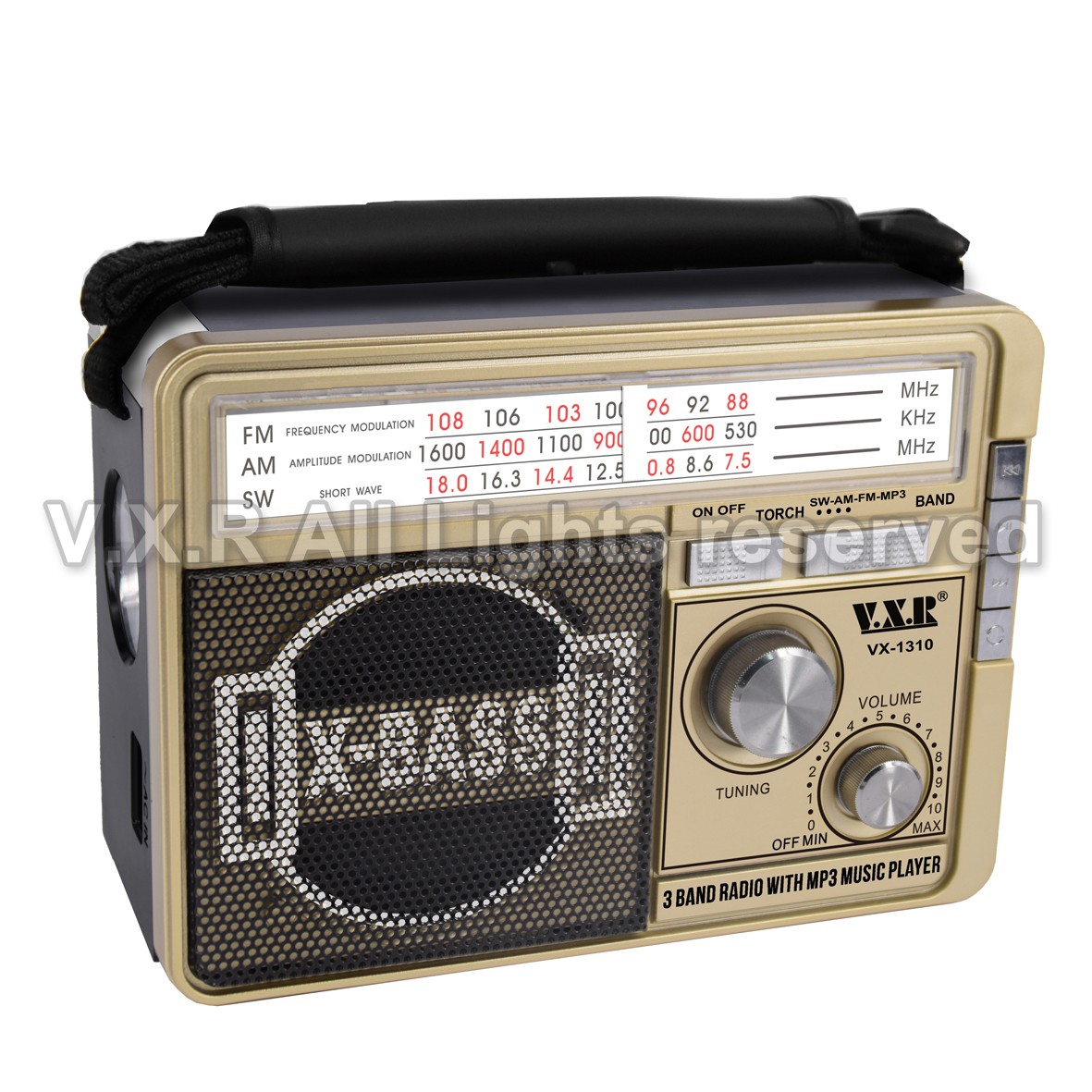 3-Band AM/FM/SW Radio with MP3 Player and Torch