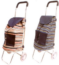 Foldable Shopping Trolley with Striped Bag