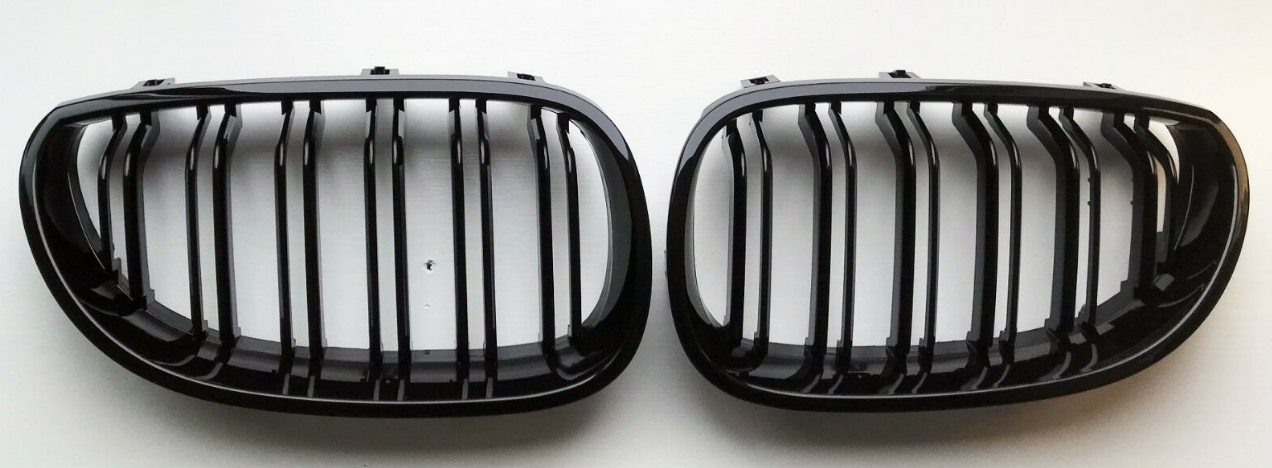 BMW 5 Series E60 M5 Gloss Black Double Slat Grilles (2003-2010)