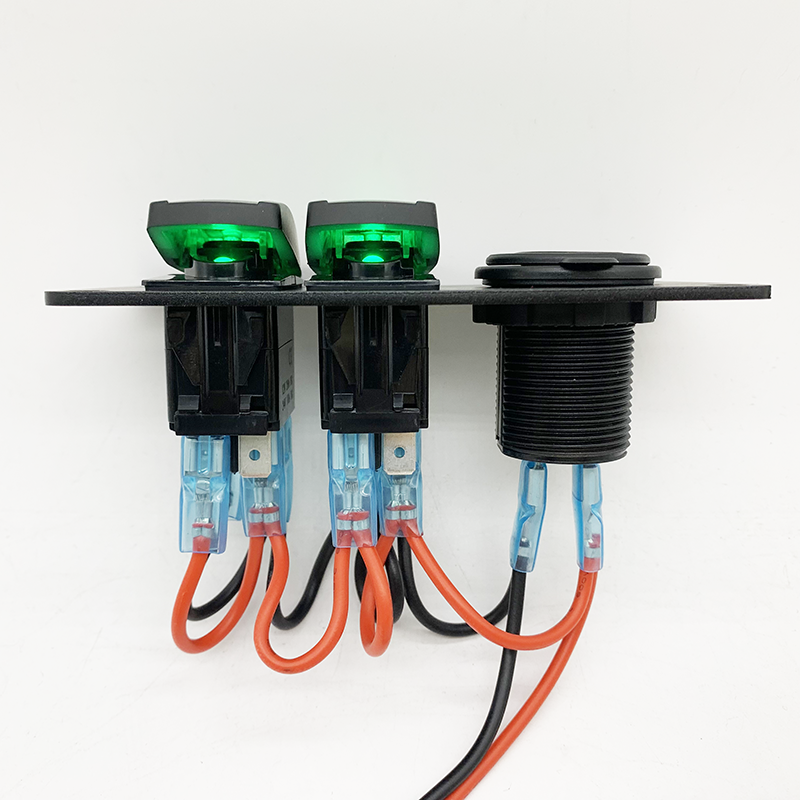 Boat Marine Switch Panel with Voltmeter Dual USB Charger Power Socket - Image 2