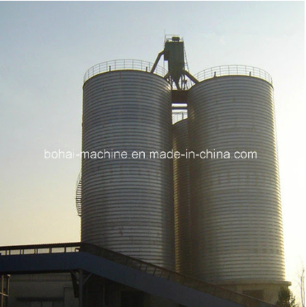 Industrial grain storage silo installation