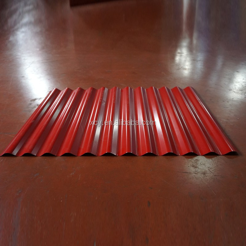 Finished red corrugated metal roofing sheet profile