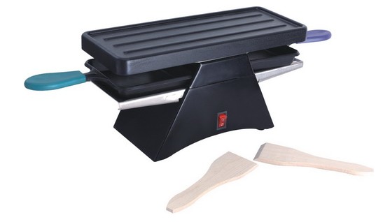 Electric Raclette Grill with Non-Stick Plate and Individual Pans