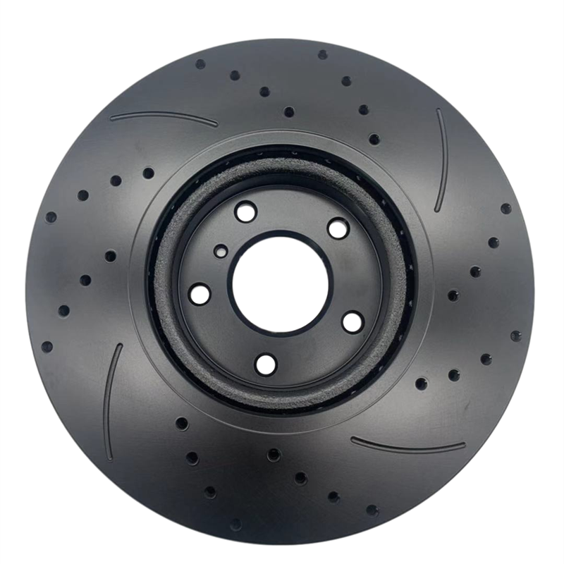High-Performance Brake Disc with Drilled Holes and Slotted Surface