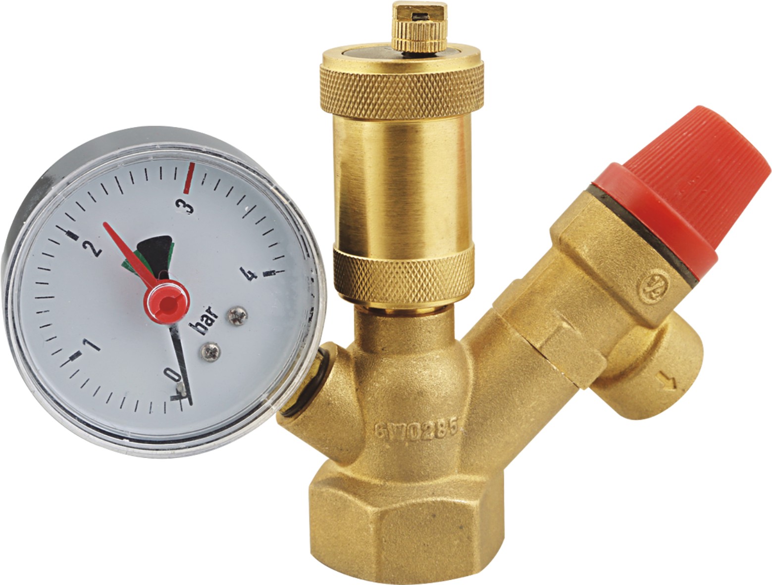 Brass Overpressure Safety Valve with Gauge