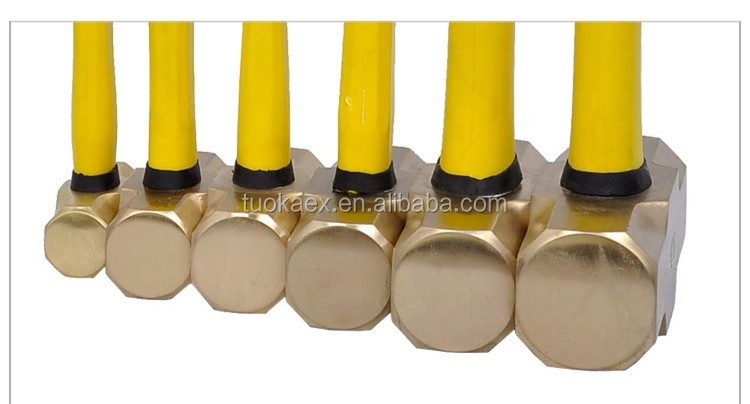 Assorted sizes of brass sledge hammers