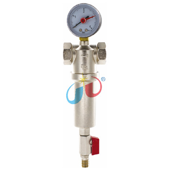 Brass HVAC Water Filter with Pressure Gauge