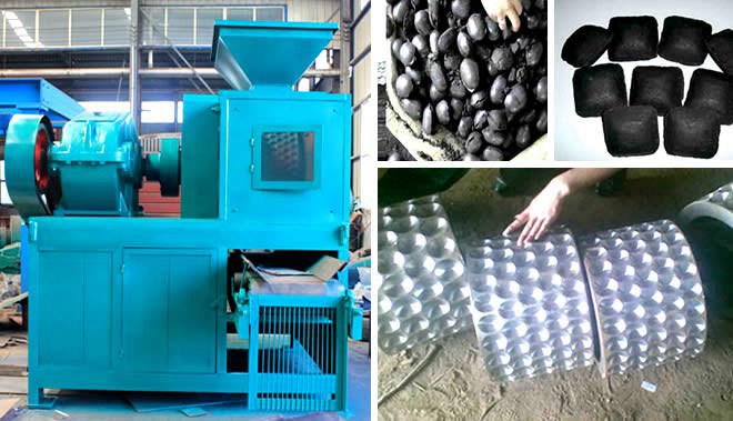 Industrial dry powder briquette machine with feeding hopper and compression rollers