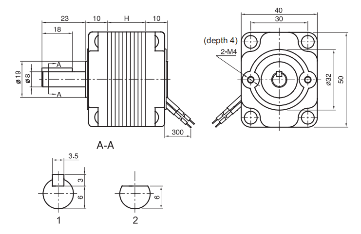 Technical drawing of BRS50 series solenoid