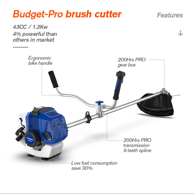 Gasoline Powered Brush Cutter with 43cc Engine