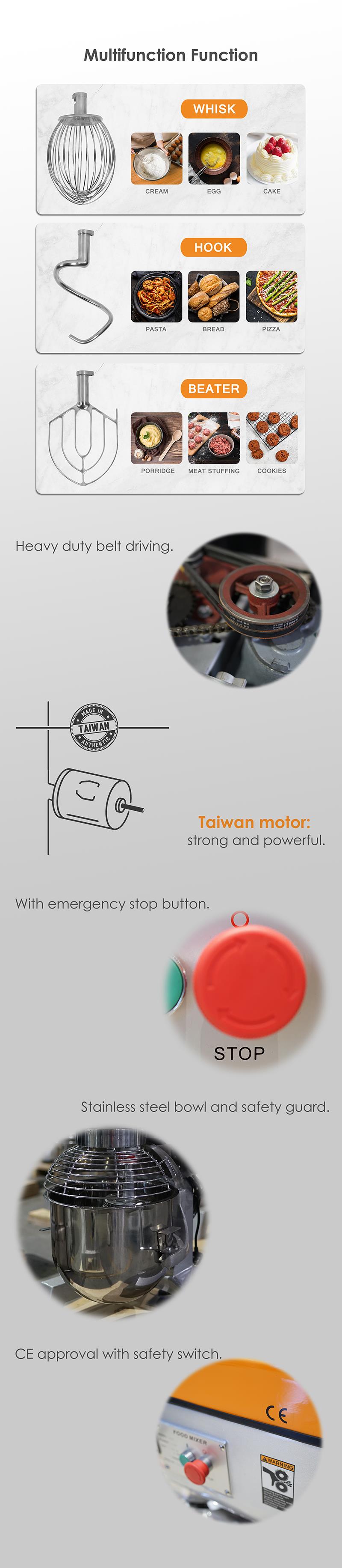 BT20 Mixer attachments and safety features