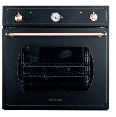 Black Built-In Electric Oven with Gold Accents