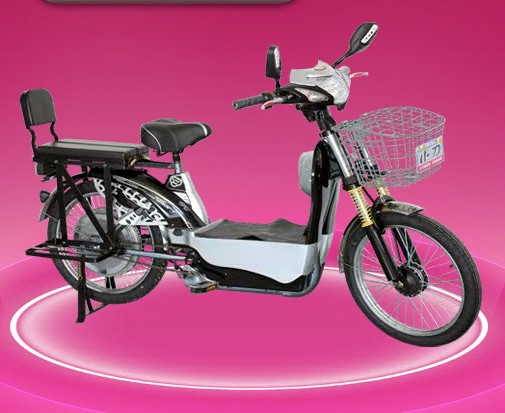 Electric Step-Through Commuter Bicycle with Basket and Rack
