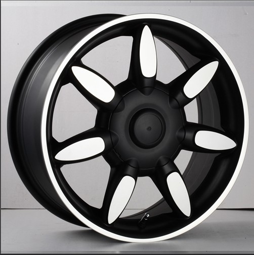 Black Alloy Multi-Spoke Automotive Wheel