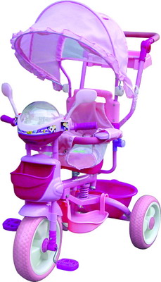Pink Children's Tricycle with Canopy and Storage