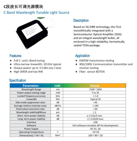 C-Band Wavelength Tunable Light Source