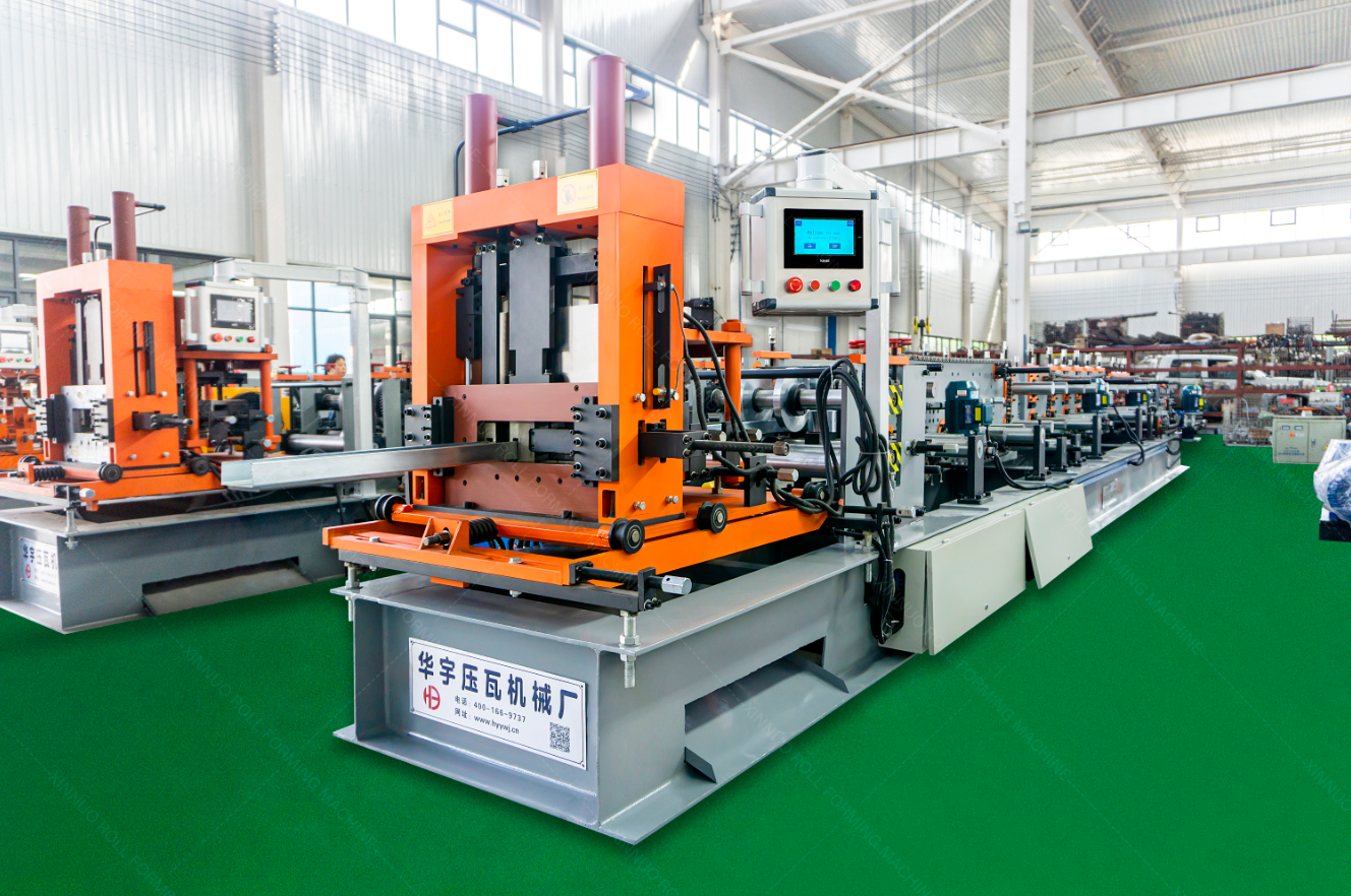 Full view of the industrial purlin roll forming machine