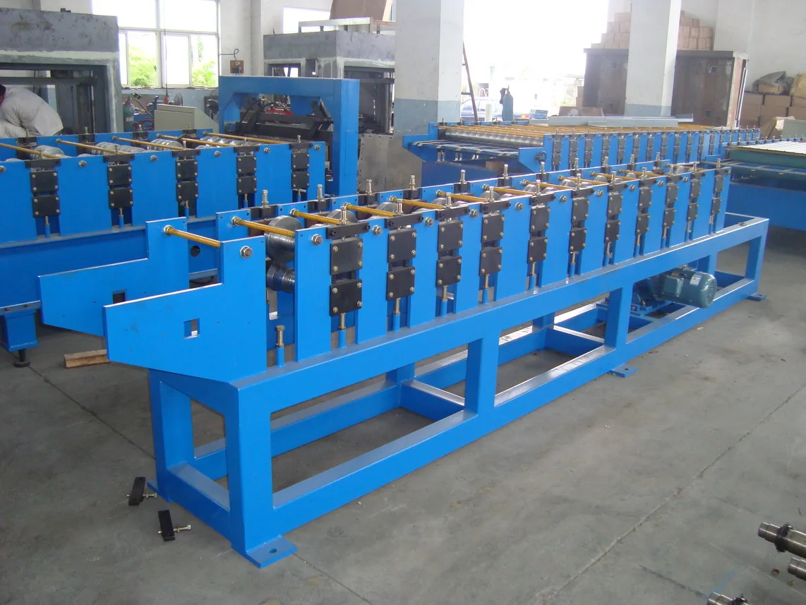 Close-up of roll forming stations