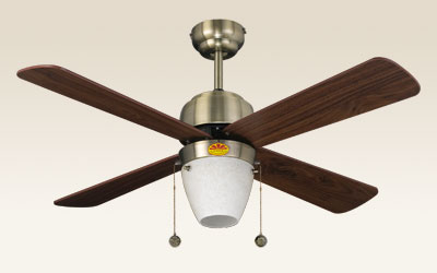 Antique Brass Finish Ceiling Fan with Light