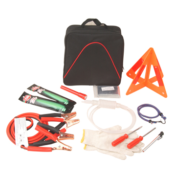 Roadside Emergency Kit with Jumper Cables and Safety Tools