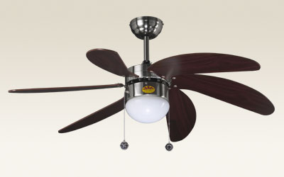 Chrome Finish Ceiling Fan with Wooden Blades