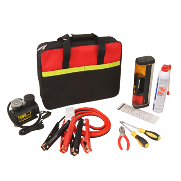 Comprehensive Car Emergency Kit with Air Compressor and Jumper Cables