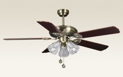 Antique Brass Finish Ceiling Fan with Light Kit