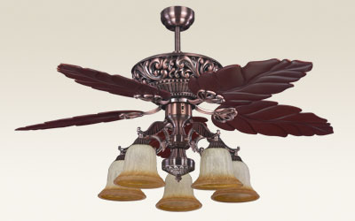 Leaf-Bladed Ceiling Fan with Integrated Light